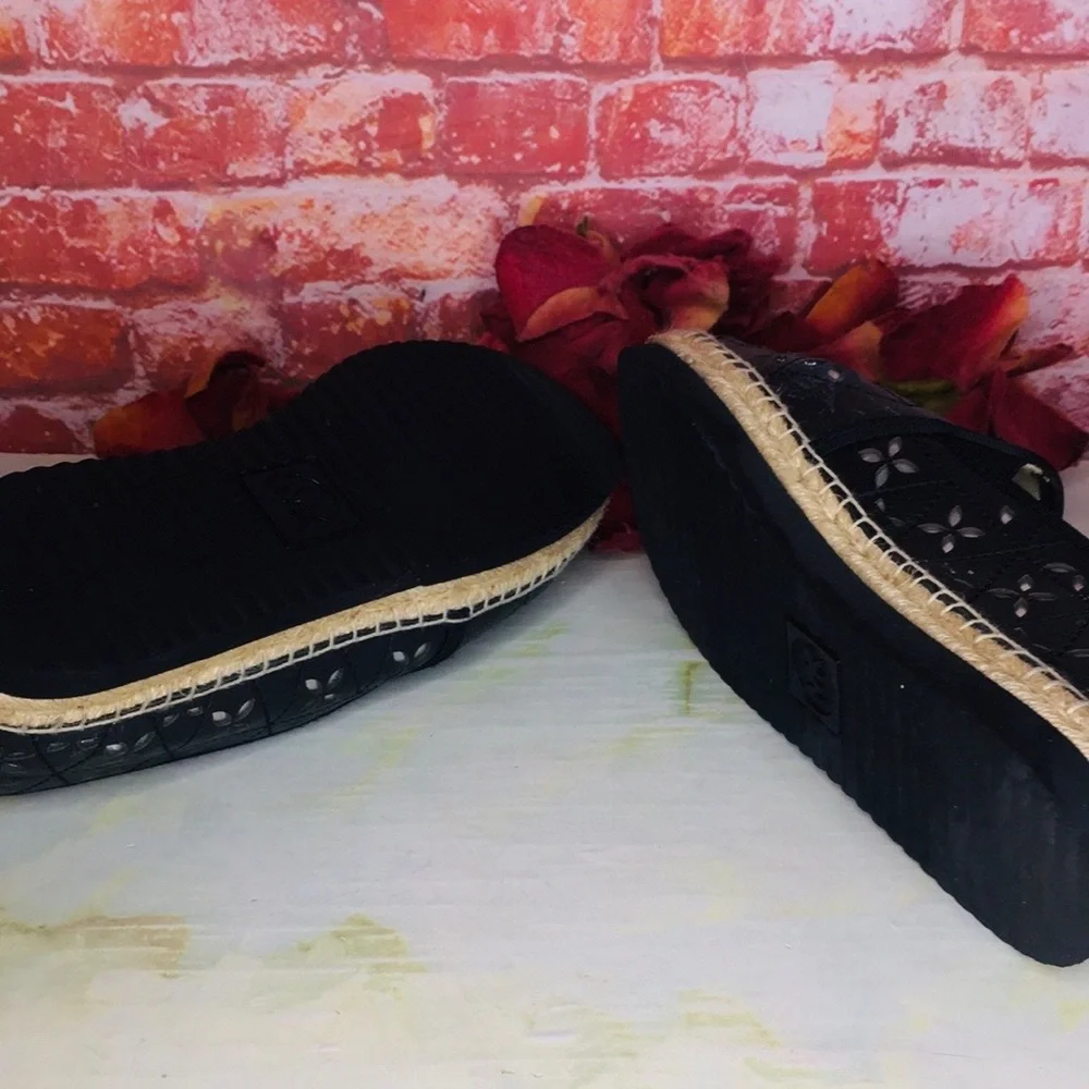 Michael Kors Hastings  Black and Silver Quilted Leather Platform Espadrilles